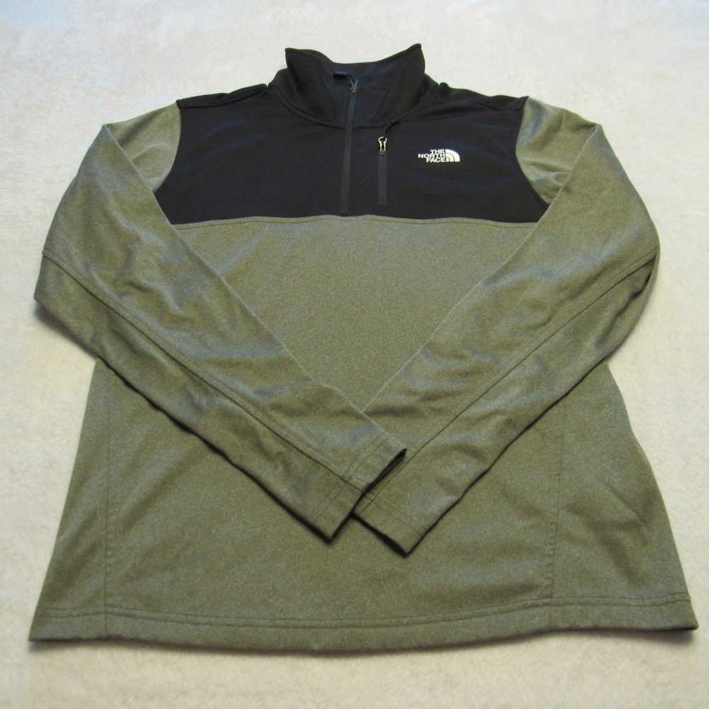 The North Face Quarter Zip Pullover Mens Small Green Black Fleece Top